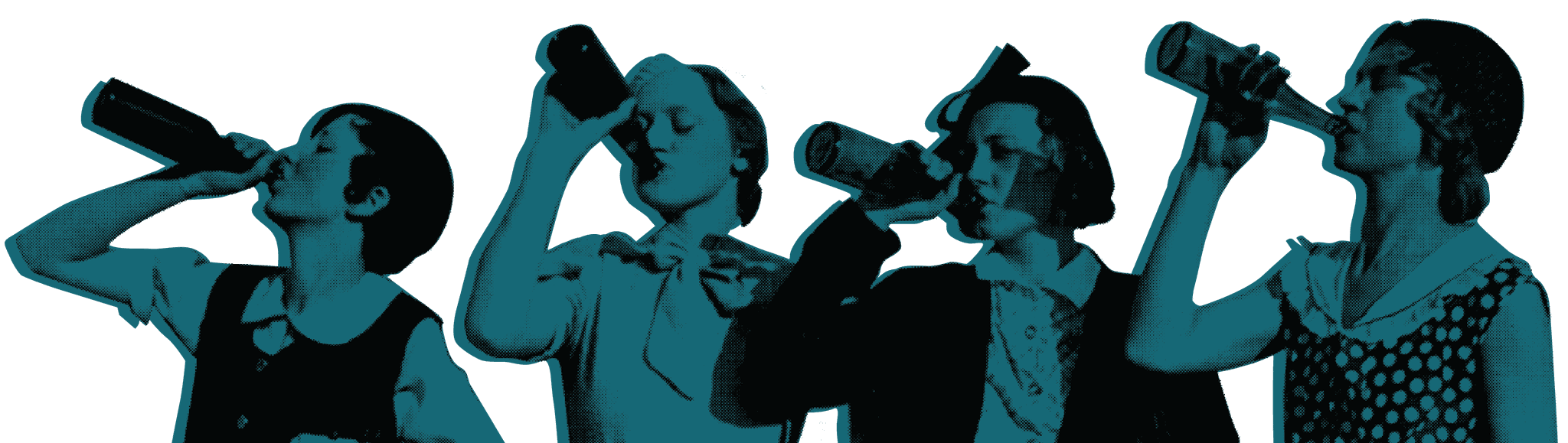 The Iron Lady's duotone 'iron ladies' illustration in petrol-teal and coral